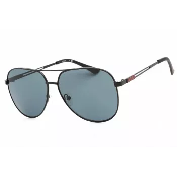 GUESS GF0231-02A Męskie okulary przeciwsłoneczne prostokątne - czarna oprawka szare szkła 58mm