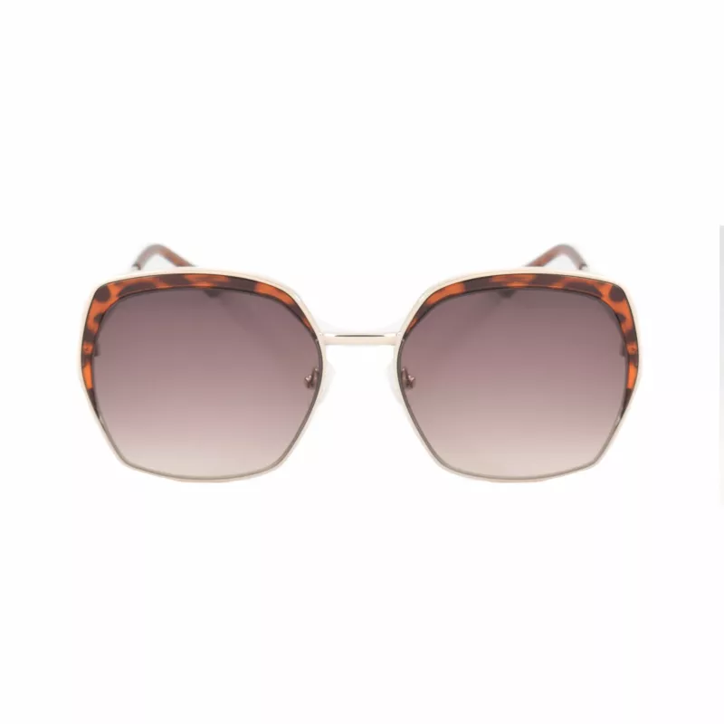 Okulary przeciwsłoneczne GUESS GF0410-5932F damskie, kwadratowe – błyszcząca czarna oprawka, soczewki gradientowe Smoke, 59 mm
