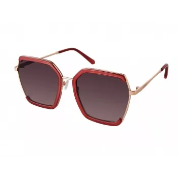 GUESS GF0418-5869T Damskie okulary przeciwsłoneczne Cat Eye - Błyszcząca czarna oprawka, soczewki gradientowe Smoke, 58mm