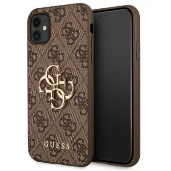 GUESS iPhone 11 / XR Hardcase 4G Big Metal Logo Brązowy