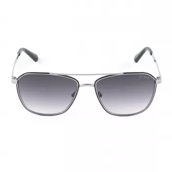 Okulary przeciwsłoneczne GUESS MAN GU00147-5605B Prostokątna czarna oprawka acetatowa Szare soczewki poliwęglanowe 56/16/145 mm UV400