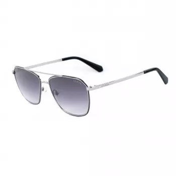 Okulary przeciwsłoneczne GUESS MAN GU00147-5605B Prostokątna czarna oprawka acetatowa Szare soczewki poliwęglanowe 56/16/145 mm UV400