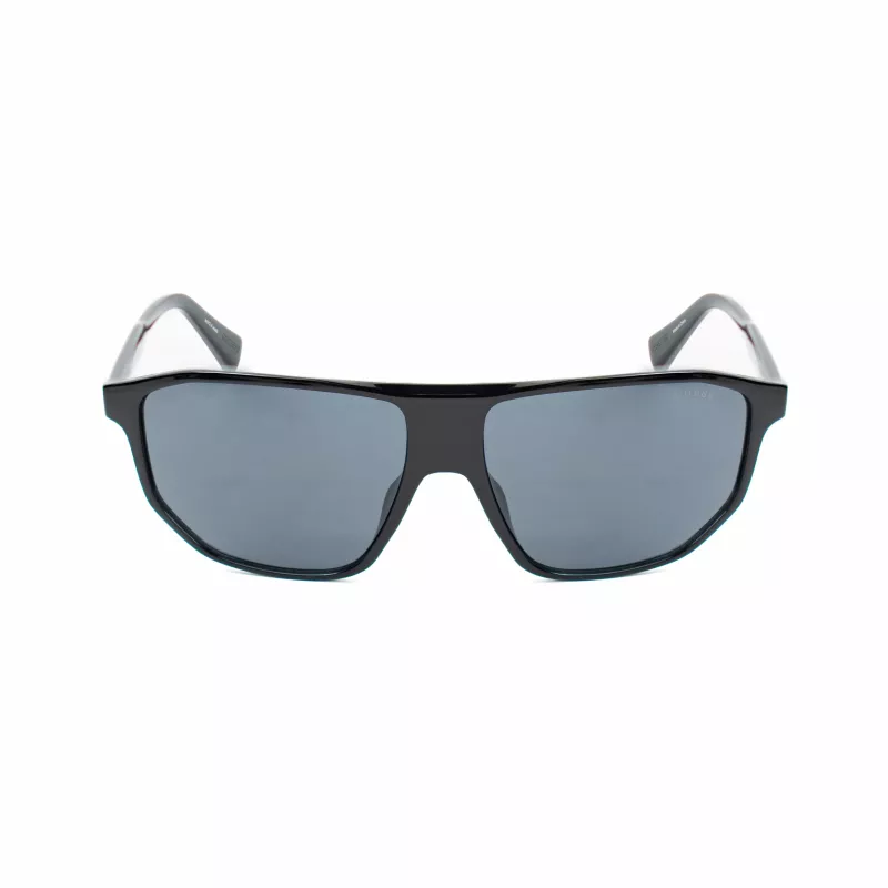Okulary przeciwsłoneczne Guess męskie GF00010-6101A - Błyszcząca czarna oprawka acetatowa, soczewki dymne, ochrona UV400