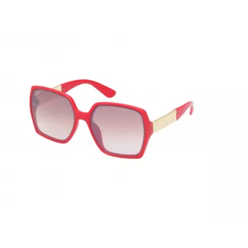 Okulary przeciwsłoneczne GUESS damskie kocie oko GO00031-6266F - błyszcząca czarna oprawka, gradientowe dymne szkła, ochrona UV400