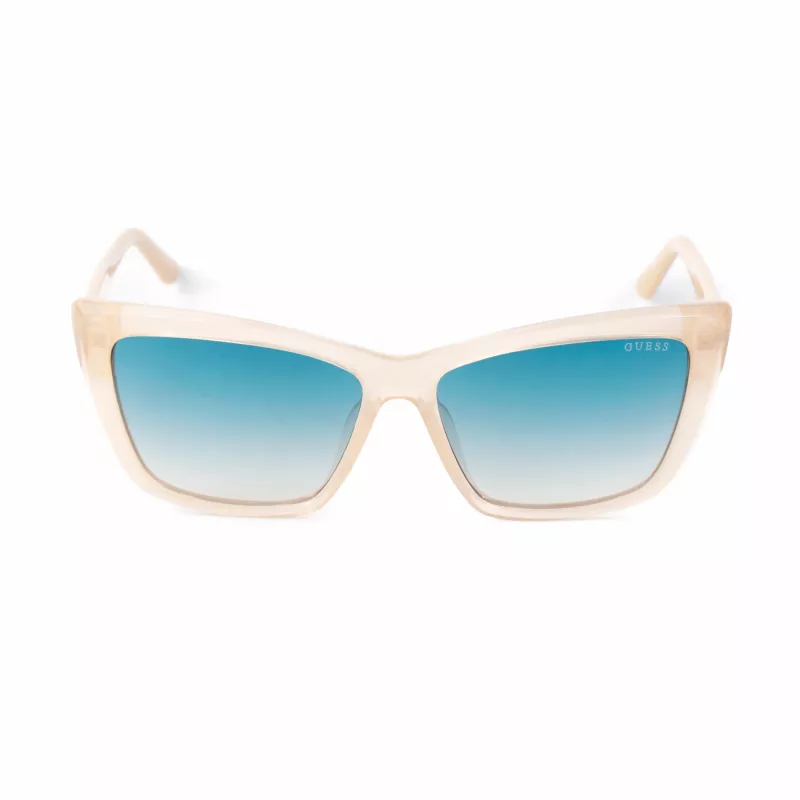 Okulary przeciwsłoneczne GUESS damskie GU00098-5525P - kwadratowa oprawka, soczewki polaryzacyjne, ochrona UV400
