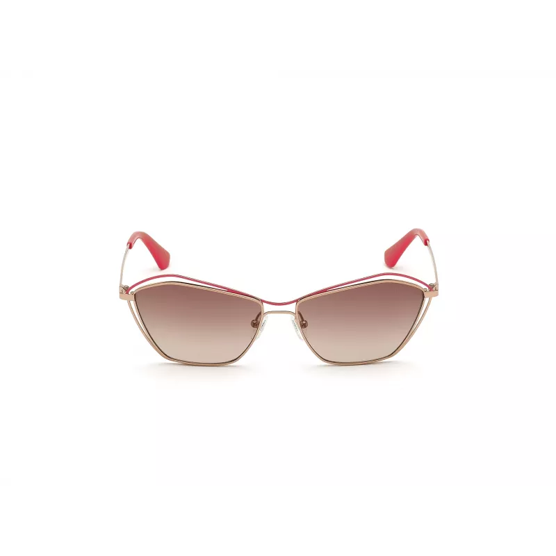 Okulary przeciwsłoneczne GUESS dla kobiet GU7639-28F Złota oprawka motyl/kocie oko Brązowe soczewki gradientowe UV400