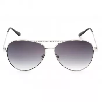 GUESS Okulary przeciwsłoneczne damskie GF0399-01B Czarna oprawka plastikowa Szare soczewki poliwęglanowe 62mm