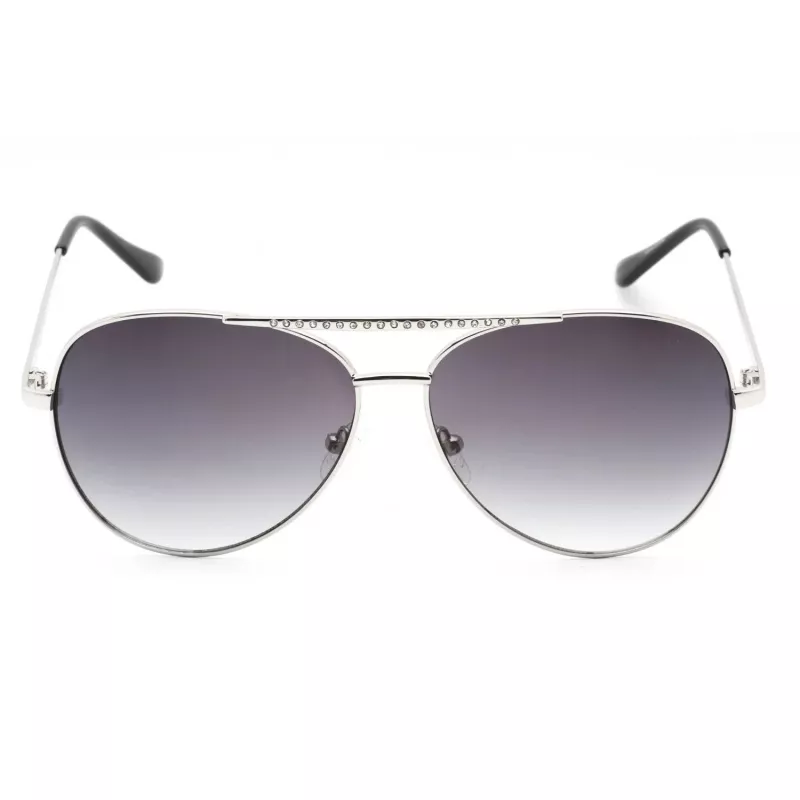 GUESS Okulary przeciwsłoneczne damskie GF0399-01B Czarna oprawka plastikowa Szare soczewki poliwęglanowe 62mm