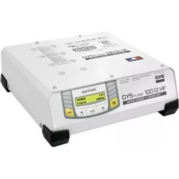 GYS FLASH 100.12 HF 100 A 12 V wysokoczęstotliwościowa automatyczna ładowarka i zasilacz z wyświetlaczem LCD 029415