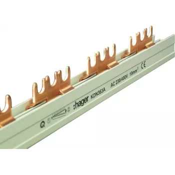 Hager KDN363A 3-biegunowy szynoprzewód fazowy, przyłącze widełkowe, 10 mm², 63 A, 12 modułów