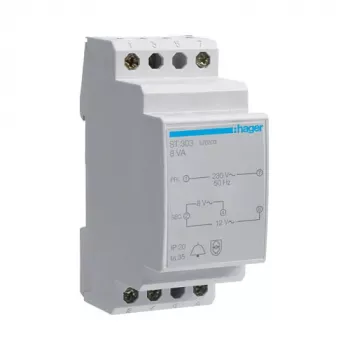 Transformator dzwonkowy Hager ST303 230V na 8V/12V 8VA 2 moduły