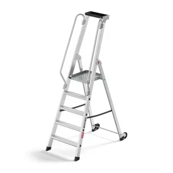 HAILO Master P80 aluminiowa mobilna drabina ze schodkami i podestem, 5 stopni, 150 kg, EN 131