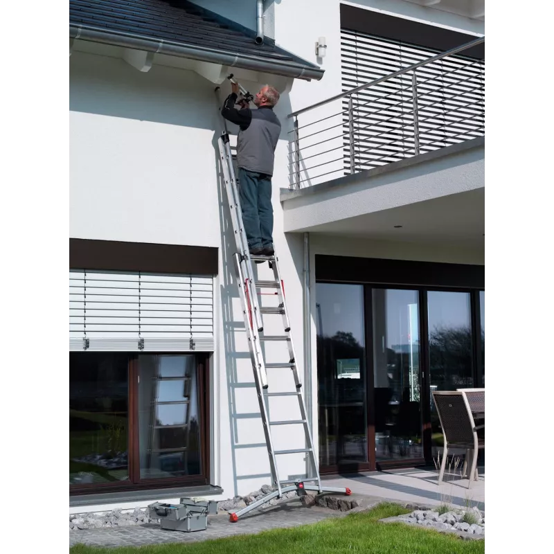 Hailo S100 ProfiLOT Drabina kombinowana, aluminium, 2x6+1x5 szczebli, 3-częściowa, maks. obciążenie 150 kg