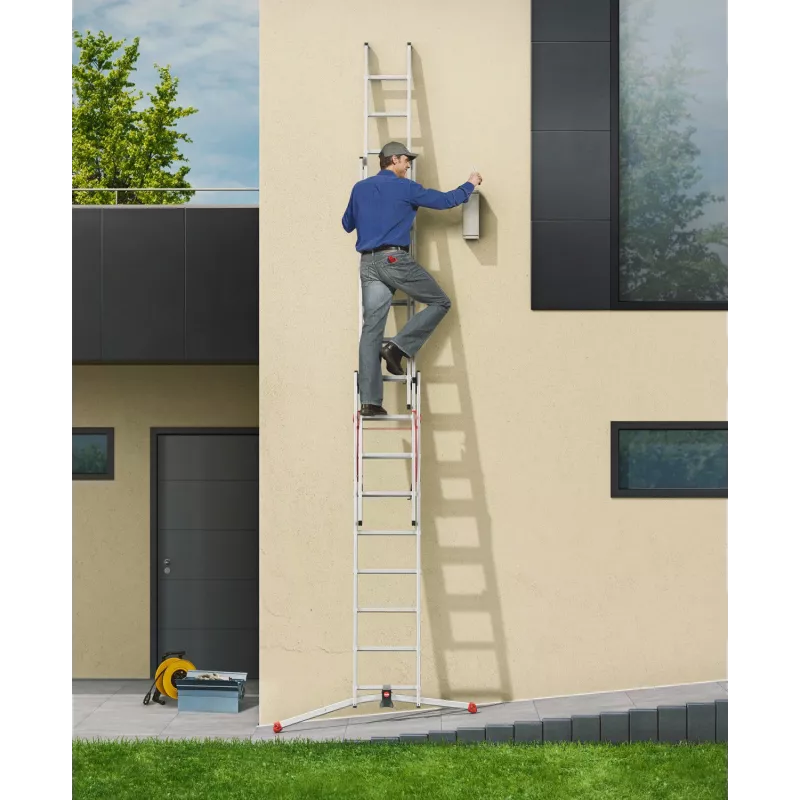 Hailo S100 ProfiLOT Drabina kombinowana, aluminium, 2x6+1x5 szczebli, 3-częściowa, maks. obciążenie 150 kg