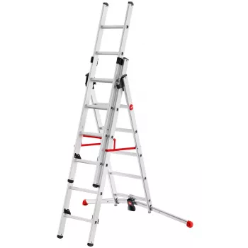 Hailo S100 ProfiLOT Drabina kombinowana, aluminium, 2x6+1x5 szczebli, 3-częściowa, maks. obciążenie 150 kg