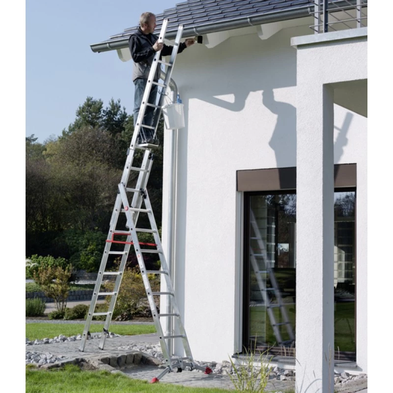 Hailo S100 ProfiLOT drabina kombinowana, aluminium, 3-częściowa, 2x9+1x8 szczebli, maks. wysokość robocza 7,00 m