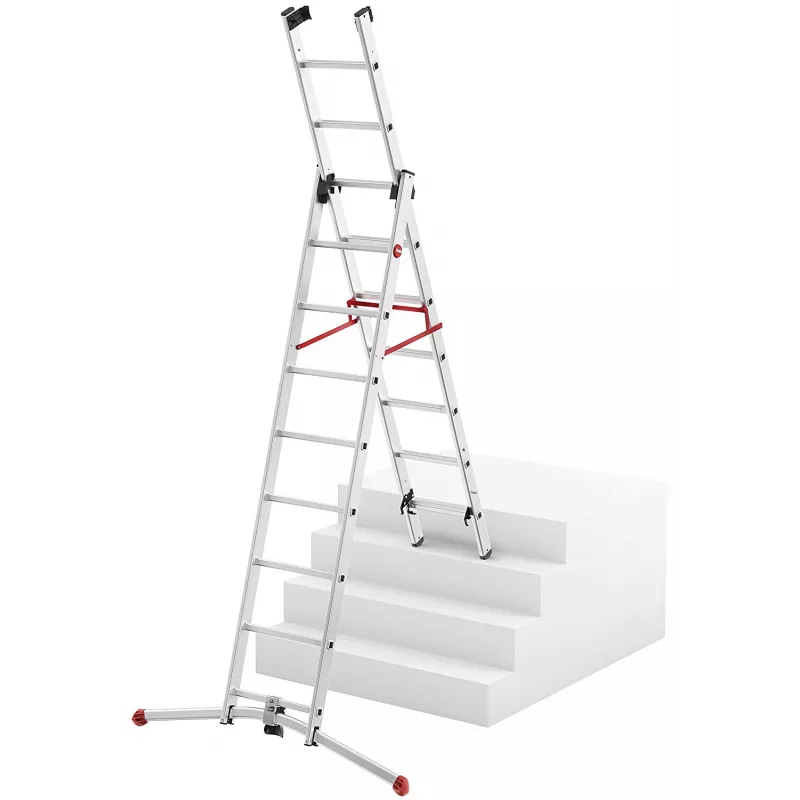 Hailo S100 ProfiLOT drabina kombinowana, aluminium, 3-częściowa, 2x9+1x8 szczebli, maks. wysokość robocza 7,00 m