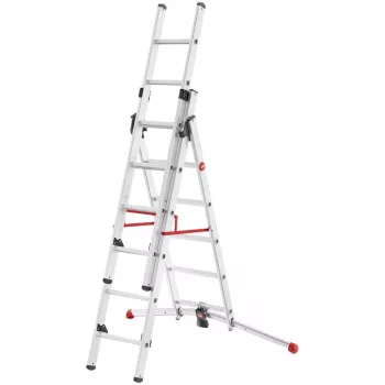 Hailo S100 ProfiLOT drabina kombinowana, aluminium, 3-częściowa, 2x9+1x8 szczebli, maks. wysokość robocza 7,00 m