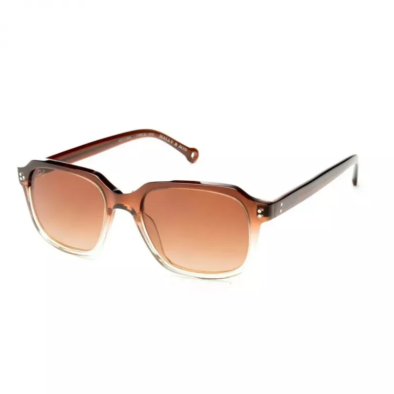 HALLY&SON HS741S04 Unisex Kwadratowe Okulary Przeciwsłoneczne - Czarna Oprawka Acetatowa, Szare Soczewki Poliwęglanowe, Ochrona UV400