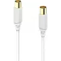 Kabel antenowy Hama, wtyk koncentryczny do gniazda koncentrycznego, pozłacany, 1,5 m, 120 dB, biały 00202023