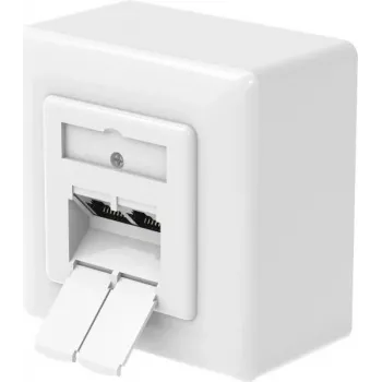 Gniazdo sieciowe Hama CAT-6a, 2-portowe RJ45, 10 Gbit/s, ekranowane, natynkowe/podtynkowe, białe 00200774