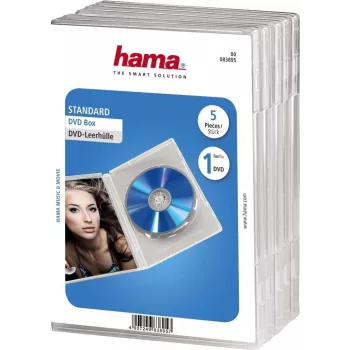 Hama DVD Jewel Case, pojemność 1 płyty, przezroczyste, opakowanie 5 00083895