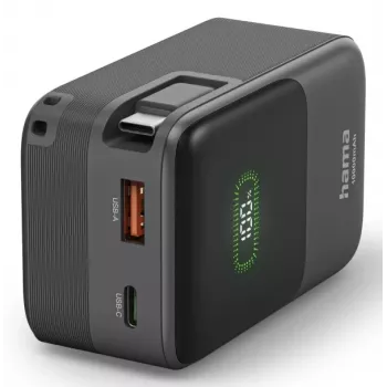 Hama Power Pack Roll Up 10000mAh USB-C PD 20W Szybkie Ładowanie Power Bank Czarny 00201784