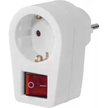 Adapter gniazdkowy Hama, gniazdo ze stykiem ochronnym, przełącznik 2-biegunowy, biały (00223213)