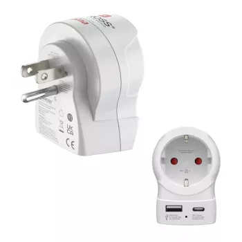 Hama Przejściówka podróżna EU do US 1x USB-A USB-C P - Kabel - Cyfrowy/Dane