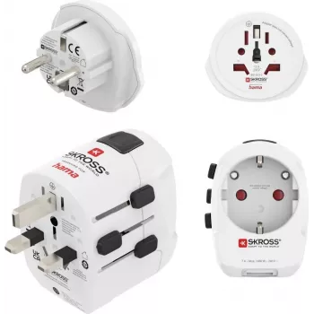 Hama World Travel Pro Light USB uniwersalny zestaw adapterów podróżnych, 3-biegunowy, 2x USB, czarny 00223464