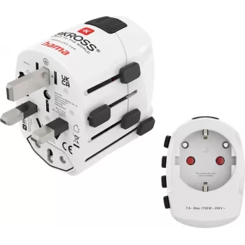 Hama World Travel Pro uniwersalny adapter podróżny, 3-biegunowy, 1500W, biały 00223465