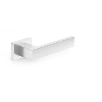 HANDLE DOOR CUBE RT CHROME - Polerowany chrom, klamka do drzwi z cynku i aluminium, z kwadratową rozetą, uniwersalna do drzwi wewnętrznych, rozeta 52x52 mm, klamka 130 mm