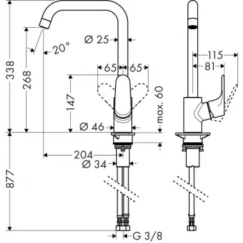 HANSGROHE Focus Bateria Kuchenna 31820000 Chrom