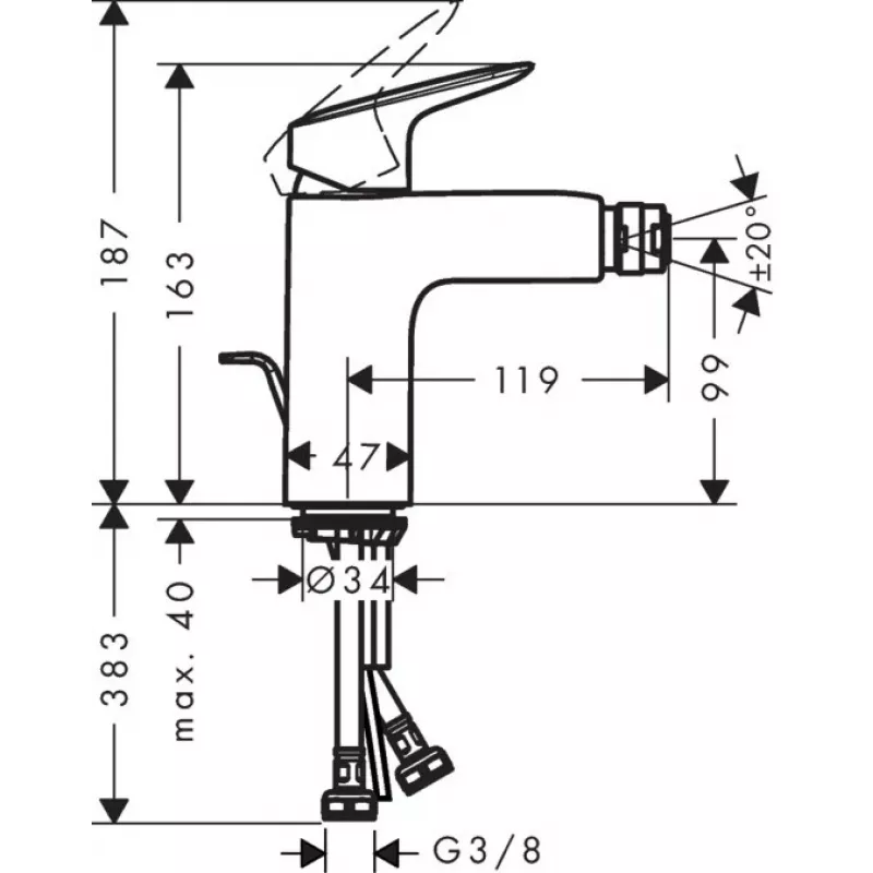 HANSGROHE Logis Bidet Mixer 71200000 z dolnym podłączeniem