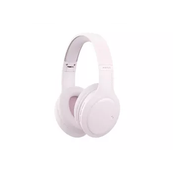 HAV H633BT Bezprzewodowe słuchawki nauszne z Bluetooth 5.3, baterią 30 godzin, składaną konstrukcją, wbudowanym mikrofonem, obsługą kart TF – różowe