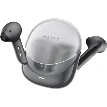 HAVIT Modern Buds True Wireless Stereo Słuchawki douszne z Bluetooth 5.3, mikrofonem ENC, wodoodpornością IPX4, sterowaniem dotykowym, trybem gry o niskich opóźnieniach, etui ładującym USB-C, czarne