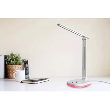 Hawk HWDL001WH LED Lampa biurkowa Biała, 7W Dotykowy Ściemniacz, 3 Temperatury Barwowe, Port ładowania USB