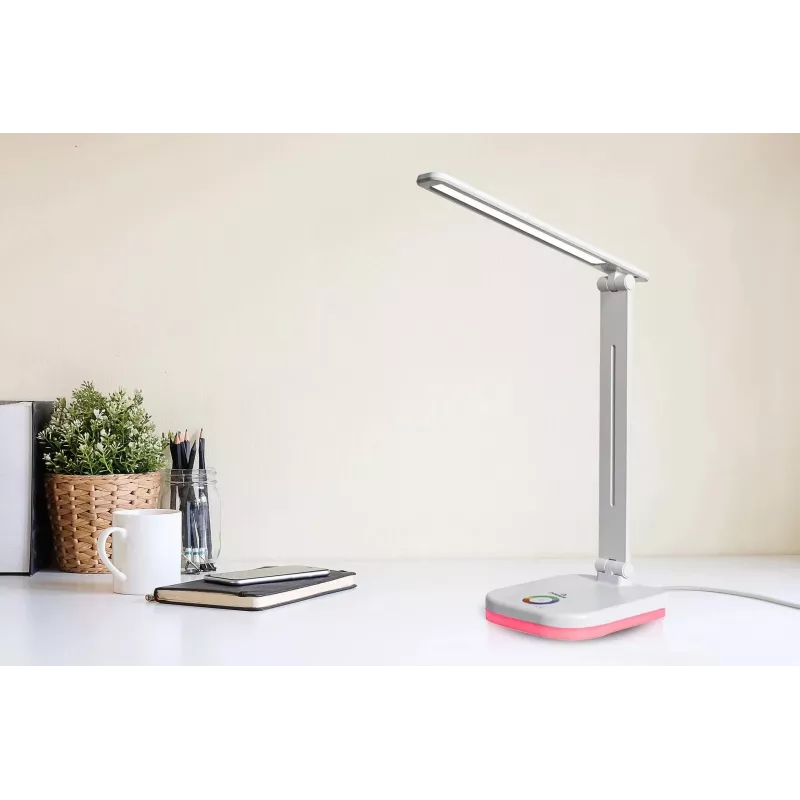 Hawk HWDL001WH LED Lampa biurkowa Biała, 7W Dotykowy Ściemniacz, 3 Temperatury Barwowe, Port ładowania USB