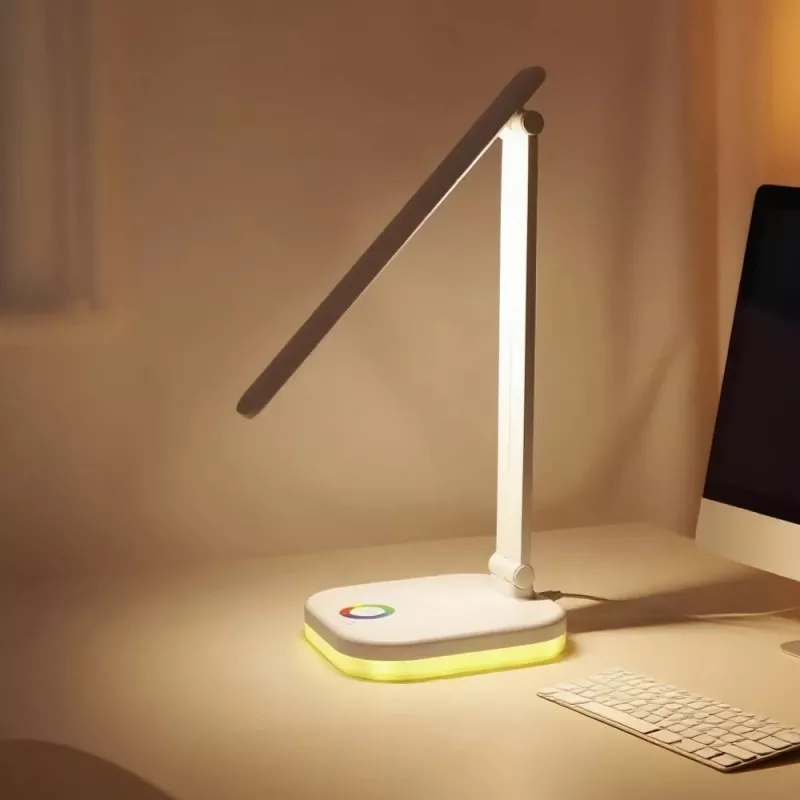 Hawk HWDL001WH LED Lampa biurkowa Biała, 7W Dotykowy Ściemniacz, 3 Temperatury Barwowe, Port ładowania USB
