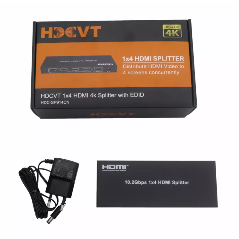 HDCVT HDC-SP914CN 1x4 HDMI 1.4 Rozdzielacz 4K z zarządzaniem EDID