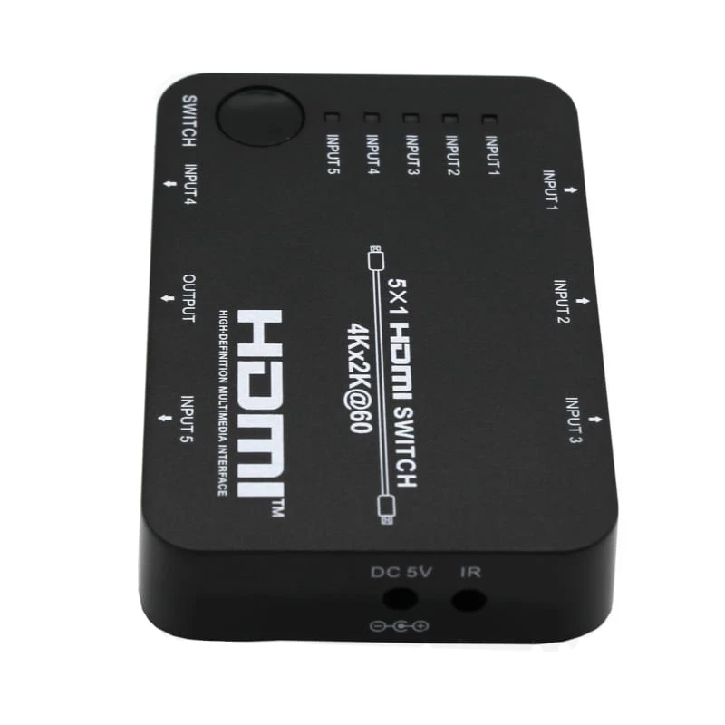 HDCVT HDS-B51 5x1 HDMI 2.0 Przełącznik 4K@60Hz HDR10 Dolby Vision HDCP 2.2 18Gbps z pilotem IR