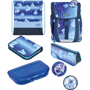 Herlitz FiloActive XL Plus Cosmic School Satchel Set (19L Ergonomic Backpack with Pencil Case & Sports Bag)