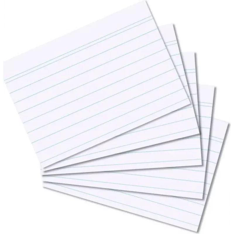 HERLITZ Karty indeksowe DIN A8 z liniaturą, białe, 170g, bezdrzewny papier, niebieska linia, 100 sztuk