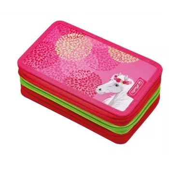 Piórnik Herlitz Triple Bloomy Horse, zestaw 31 elementów, poliester, 3 przegrody na zamek, wielokolorowy 50038770