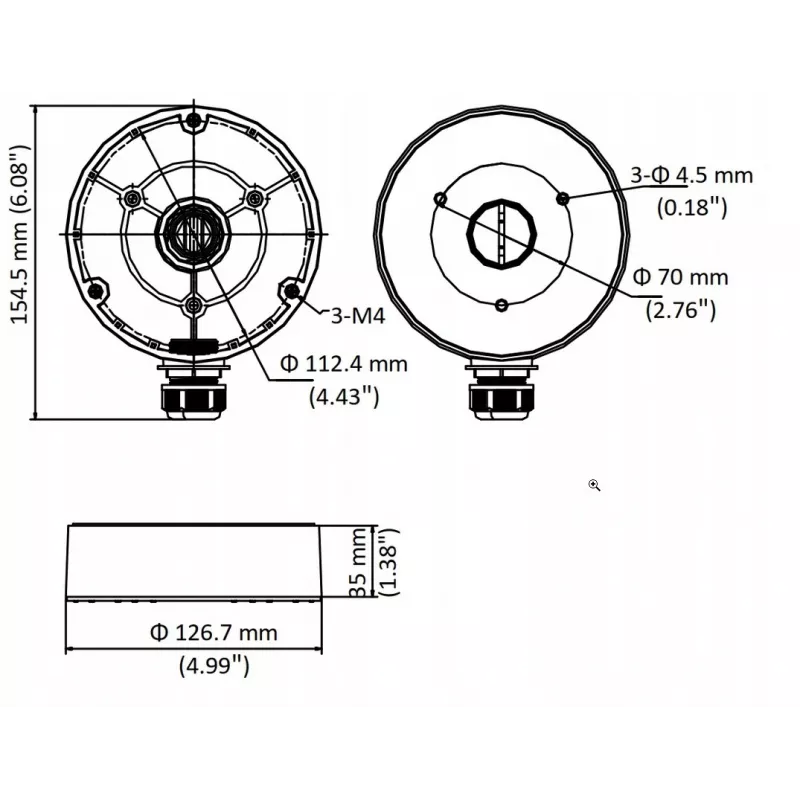 Hikvision DS-1280ZJ-DM8-Y(O-STD) adapter puszki montażowej do kamery kopułkowej, biały