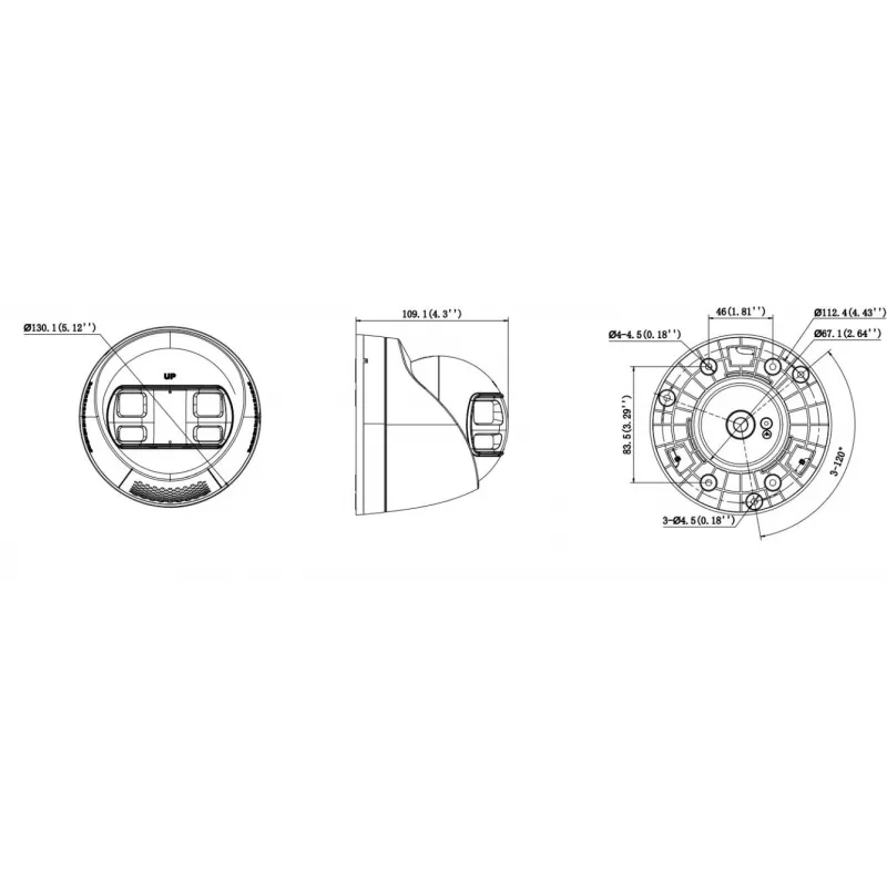 Hikvision DS-2CD1383G2P-LIUF/SL 8 MP Inteligentna hybrydowa kamera IP typu turret z dwukierunkowym audio, obiektyw 2.0mm