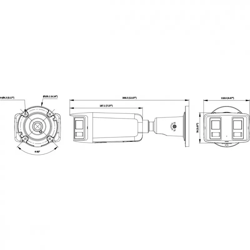 Hikvision DS-2CD2T167G3P-LIS2UY/SL(180°) 16MP Panoramiczna kamera IP - ColorVu AcuSense