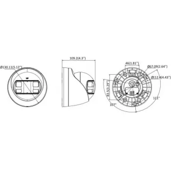 Hikvision DS-2CE72KF3TP-DLS(180°) 3K Turret Kamera CCTV z obiektywem 2,8 mm, 100° FOV, Białe światło, IP67, 12VDC