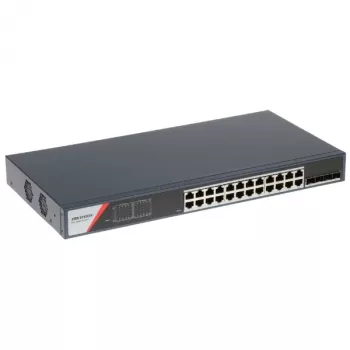 Hikvision DS-3E1528-SI-24T4F Layer 2 Managed PoE Switch, 24 porty PoE, 4 uplinki SFP, budżet PoE 370W