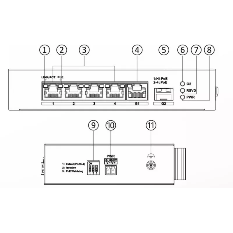 Hikvision DS-3T0306HP Niezarządzalny przełącznik sieciowy 5-portowy Fast Ethernet PoE Czarny